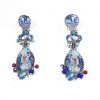 Ayala Bar. Earrings with colored fabrics in tones of blue & transparent crystal