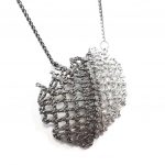 Iosif. Long silver pendant with Rhodium plated and synthetic stones