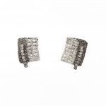 Iosif.Silver rectangular earrings with perforation and synthetic stones