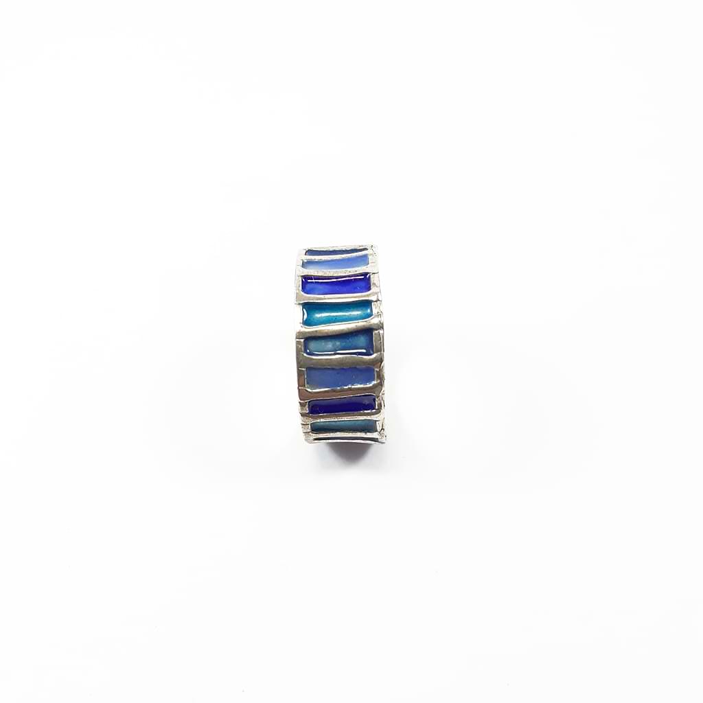 Iosif. Ring with enamel in blue shades. Side view