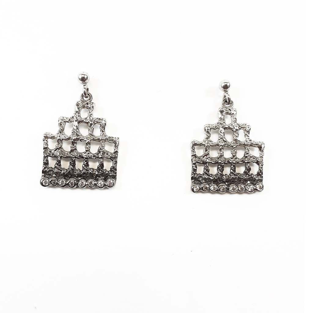 Iosif. Sterling silver earrings with synthetic stones.