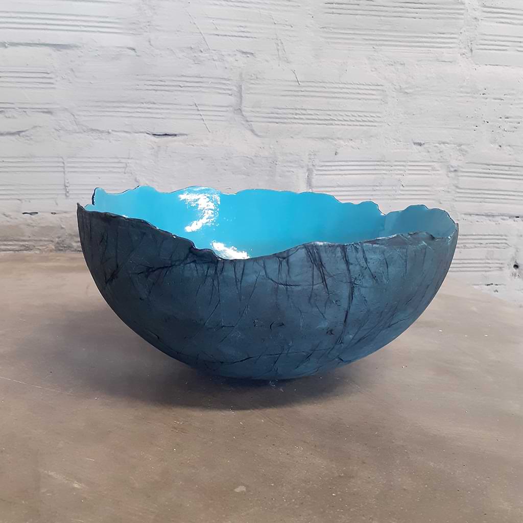 Nikolas Bliatkas. Ceramic bowl for food in turquoise color. Side view
