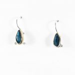 Mary Margoni. Elegant dangling earrings with London Blue Topaz and 0.04ct diamond tied with 18ct gold.